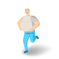 A big fat man performs a weight loss run.