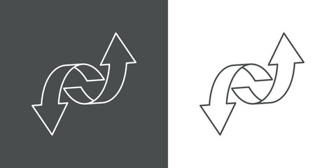 Icono plano lineal flechas girando en fondo gris y fondo blanco © teracreonte
