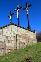 Golgota crosses, Crucifixion group, Kreuzberg, Lower Franconia, Bavaria, Germany, Europe