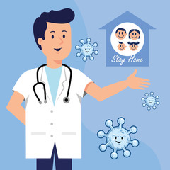 virtual man doctor with coronavirus medical information