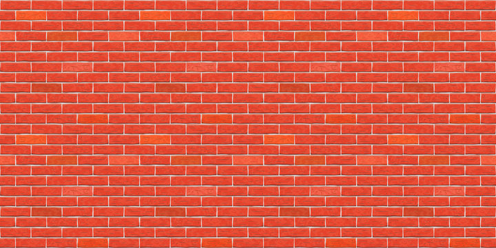 BRICK WALL RED seamless pattern background. Red, orange brick wall vector texture pattern illustration. Horizontal seamless brick texture background.