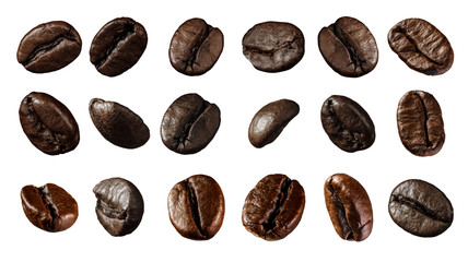 Fresh roasted coffee beans isolated on perfectly white background