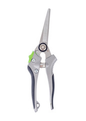 Scissors, pruner for pruning branches, stems. Garden and flower care tools isolated on white background