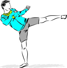 man kicking fitness vector illustration