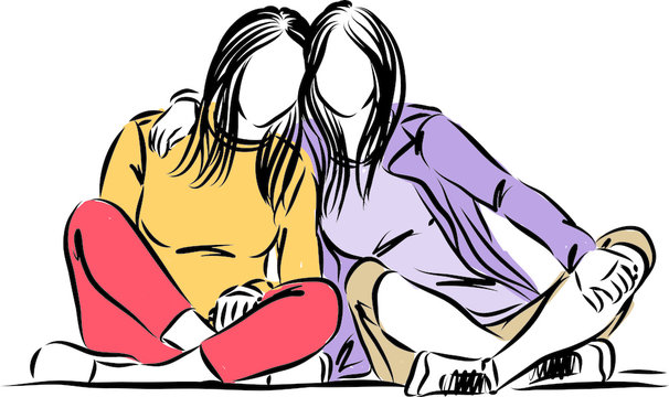 two women friendship concept vector illustration