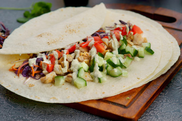 tortilla with vegetables and chicken