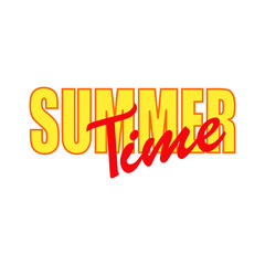 Logotipo con texto SUMMER Time en rojo y amarillo