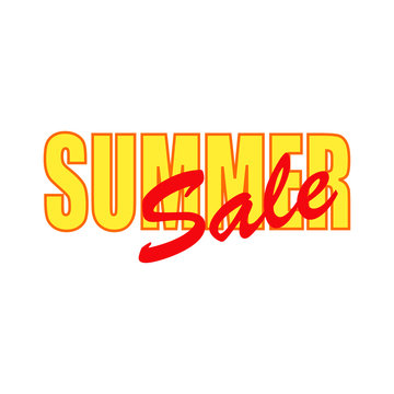 Logotipo con texto SUMMER Sale en rojo y amarillo