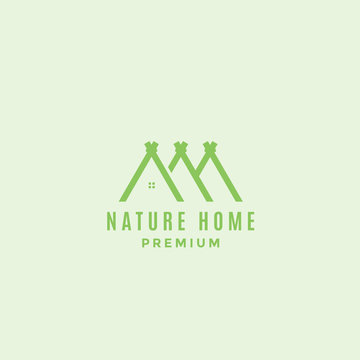 Three Green  Roof  Logo Design Vector Template