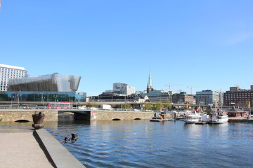 Obraz premium Looking toward the train station, from City Hall, Stockholm, Sweden