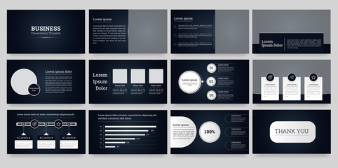 Fototapeta na wymiar Blue business presentation templates slides . Vector infographics. 