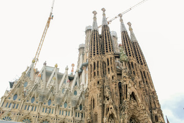 The famous Sagrada Familia church in Barcelona, Spain.