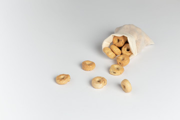 Healthy nutrition, good snack, delicious crackers, snack, in an ecological bag.