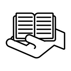 hand with text book line style icon