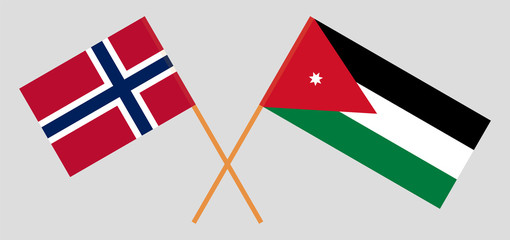 Obraz premium Crossed flags of Jordan and Norway