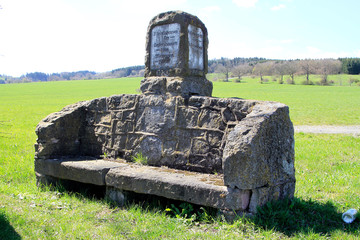 Stone bench, Resting bench, Resting, Friedelshausen, Thueringen, Germany, Europe