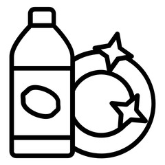 Hygienic Dish Plate with liquid detergent concept vector Icon design, Glittering Cleaned Products on white background  