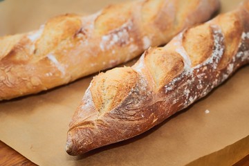 French baguette rustic bread closeup