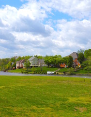 Lakefront Homes on Spring Day