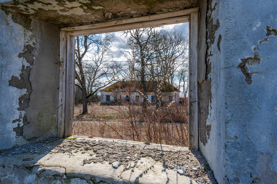 View Through Window To The Old Buliding