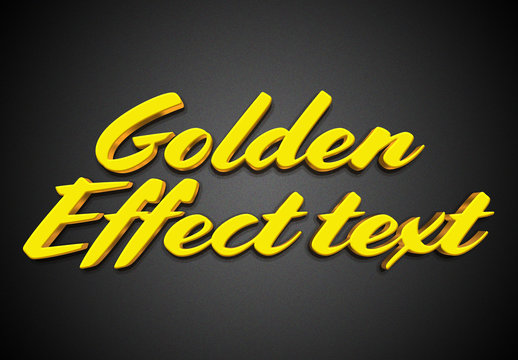 3D Golden Yellow Text Effect Style Mockup