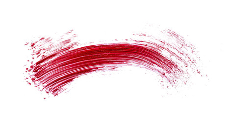 Red lipstick smudge stains isolated on white background