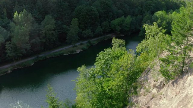Titl Shot / Aerial View of a Lake in the Forest / Baden Baden 
