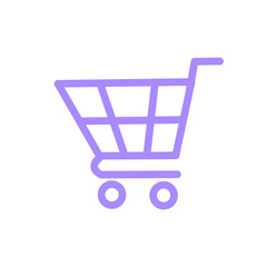An icon of a shopping trolley isolated on the white background. Purple trolley icon could be used for the website, banner or ad.