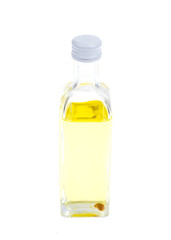 Small glass bottle with truffle oil Isolated on White background