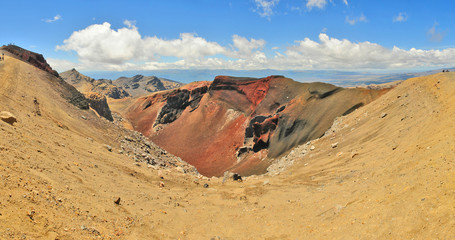 Tramping track  -  The Tongariro Alpine Crossing in Tongariro National Park  in New Zealand.