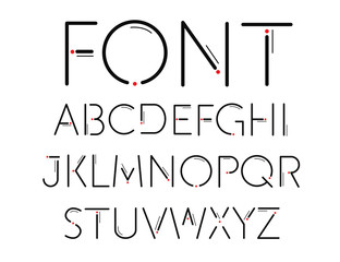 Futuristic font. Cosmic Font. Vector alphabet set. Elegant light font. Minimal. Latin alphabet letters - stock vector