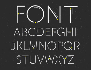 Fototapeta na wymiar Futuristic font. Cosmic Font. Vector alphabet set. Elegant light font. Minimal. Latin alphabet letters - stock vector