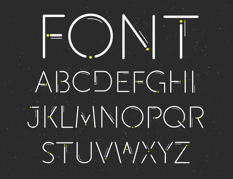 Futuristic font. Cosmic Font. Vector alphabet set. Elegant light font. Minimal. Latin alphabet letters - stock vector