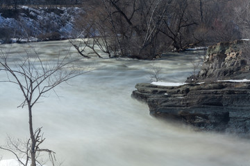 Long exposure winter waterfall Ottawa, Canada.