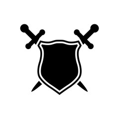 Shield and sword icon, logo isolated on white background