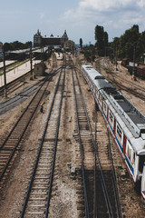 Fototapeta na wymiar Train station rail passenger travel