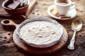 Oatmeal in a plate for breakfast