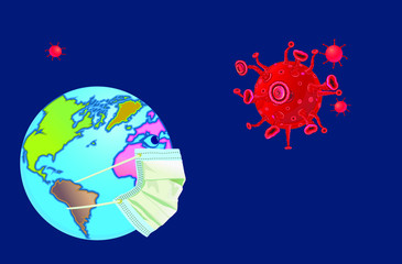 world wear face mask for virus protection in universe