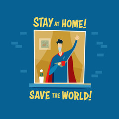 Poster with superhero who stayed at home.
