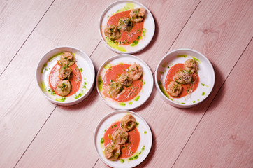 Delicious Jiaozi served with a sweet sauce