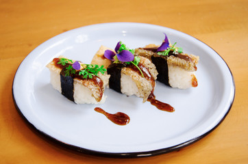 Delicious onigiri made in a restaurant