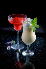 cocktails on a black background