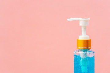 Alcohol gel sanitizer for prevent the spread of germs and bacteria and avoid infections corona virus. Hygiene concept
