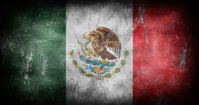 Flag of Mexico with grunge texture background 3D illustration