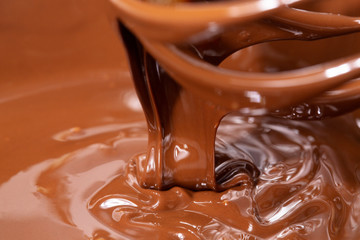Melted hot chocolate. Chocolate desserts, sweets and confectionery.
