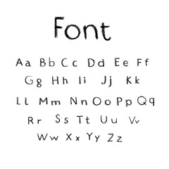 Hand drawn alphabet. Font.