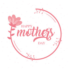 happy mothers day card with flowers circular frame