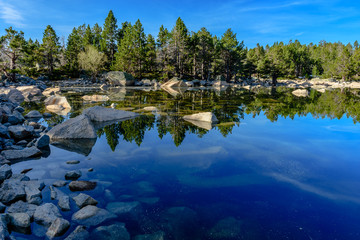 Beautiful lake in the Catalan Pyreees (Estany Mal) . Spain, Cerdany Province.