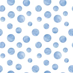 Papier Peint Lavable Polka dot Modèle sans couture aquarelle à pois bleu marine indigo. Abstrait aquarelle avec des cercles de couleur sur blanc