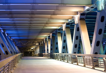Under the bridge over the river near the business center of Moscow city.